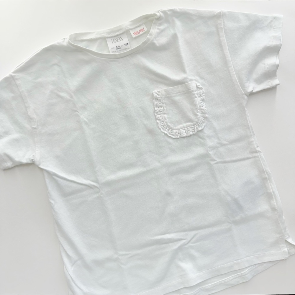 Zara Kids White T-Shirt with Pocket